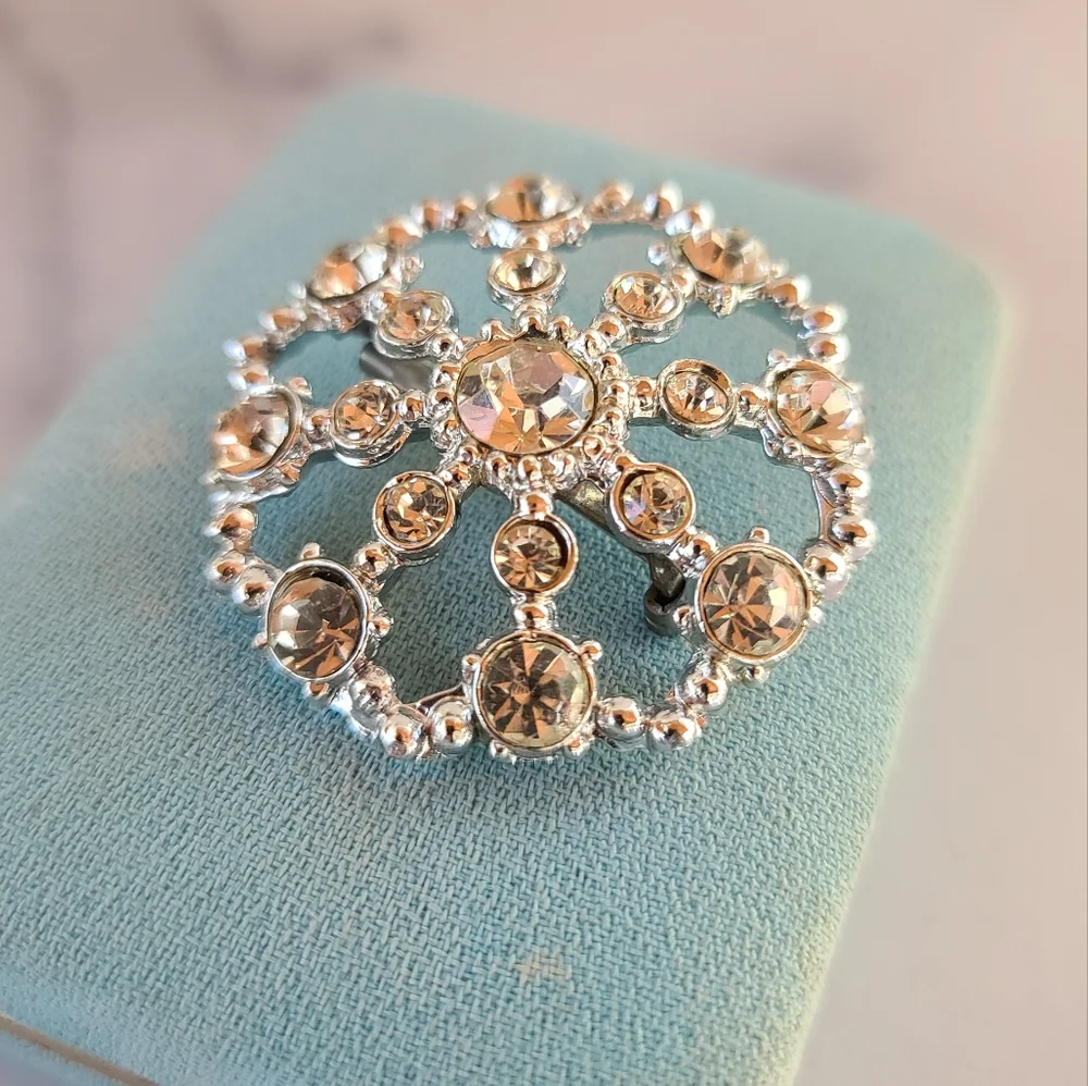 Vintage Rhinestone Circular Brooch